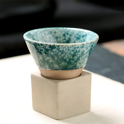 Handcrafted Ceramic Coffee Cup with Saucer – Japanese-Inspired Glazed Espresso Mug for Coffee Lovers & Tea Enthusiasts