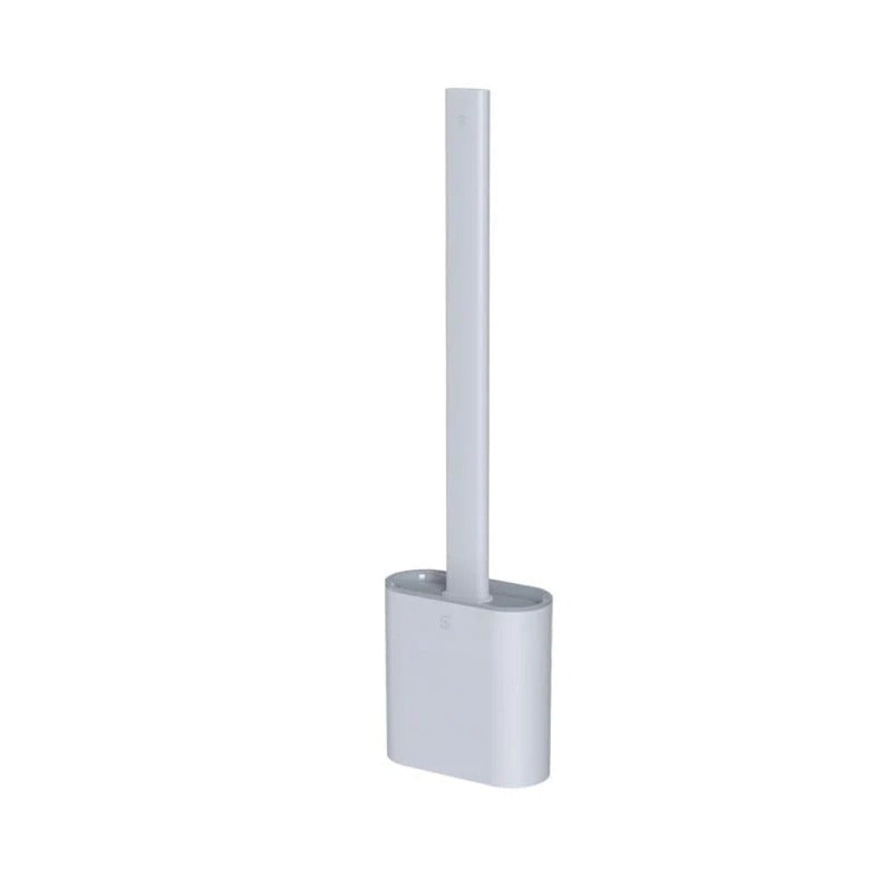 Flexible Silicone Toilet Brush with Holder and Wall Mount for Modern Bathrooms