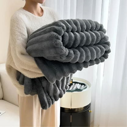 Plush Flannel Throw Blanket – Lightweight Cozy Soft Fleece for Couch Bed Sofa Travel Camping & Home Decor in Blue Gray Pink Beige