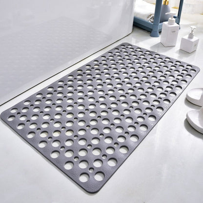 Bath Mat with Suction Cups – Textured Non-Slip Surface, Quick-Drain TPE, Antibacterial Rubber for Shower Floor, Tub Safety for Seniors