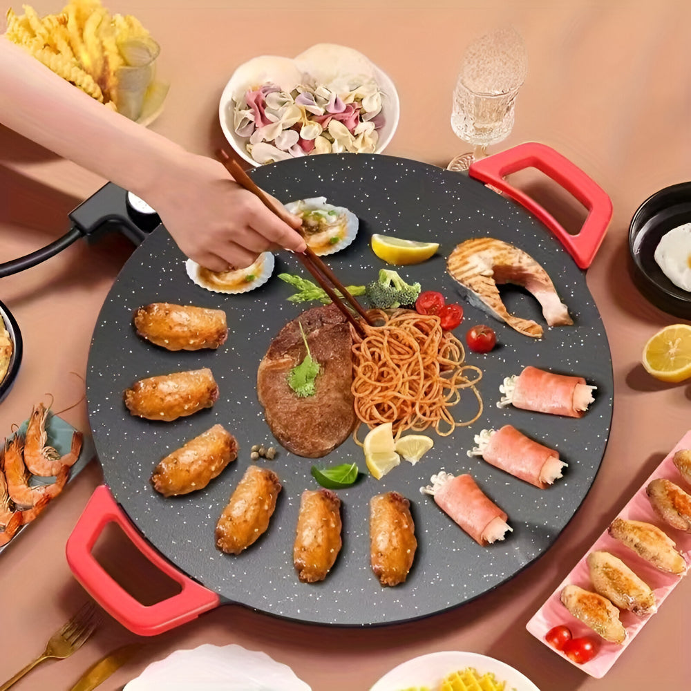 Cuisine en intérieur | Gril en fonte électrique | Plancha sans fumée pour une préparation des repas sans effort