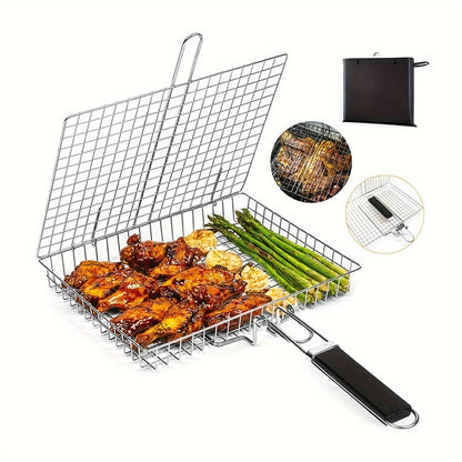 Grillaro | Foldable Grill Basket for Veggies & Fish with Non-Stick Coating | Perfect for BBQ and Easy Cleanup