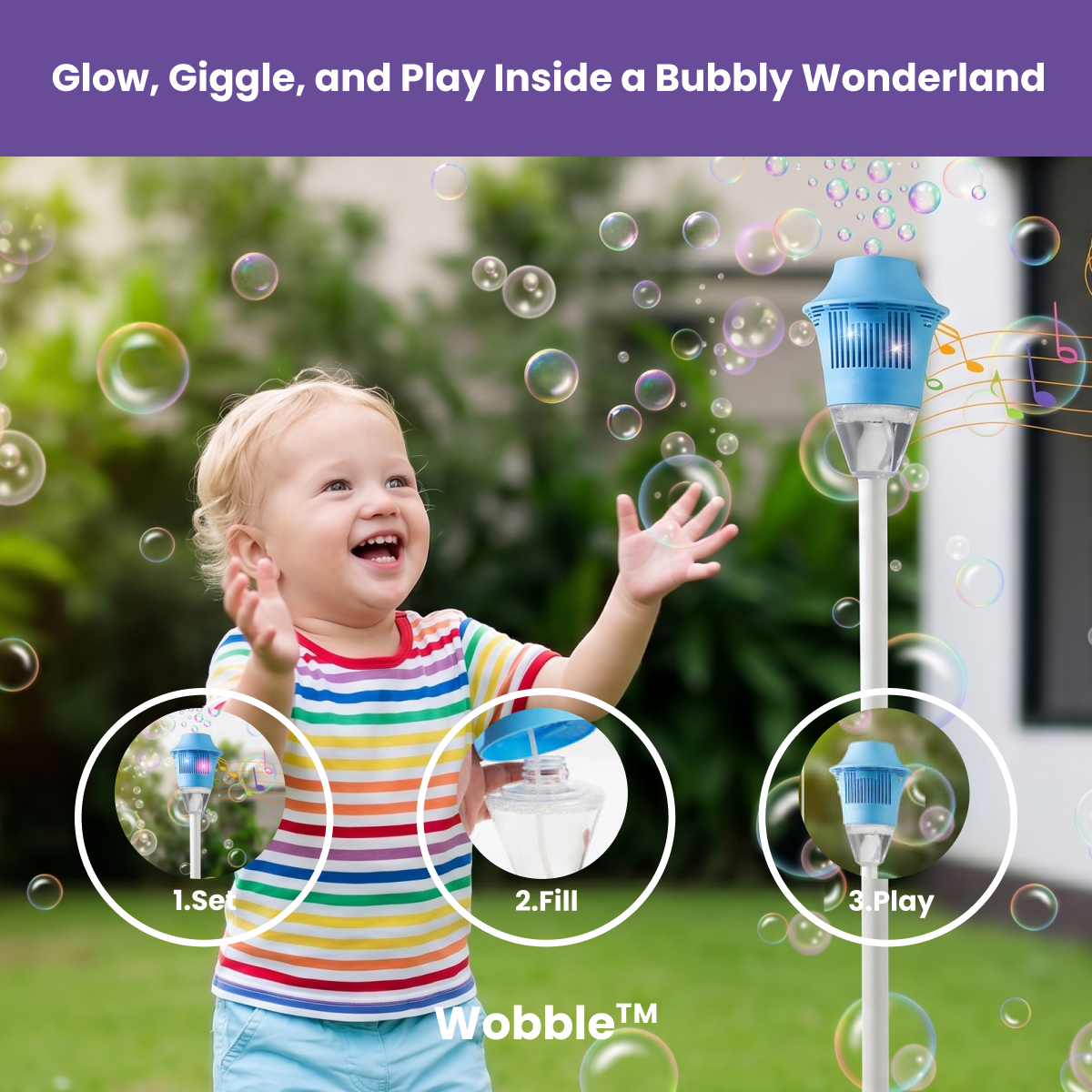 BubbleWobble™ - GlowBurst Bubble Fountain