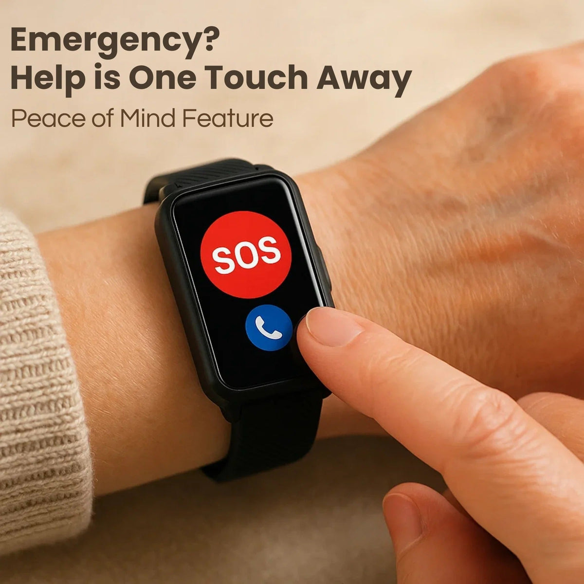 Smartwatch for Seniors with Fall Detection, Elderly Monitoring Device with SOS Call, GPS Tracking and Medical Alert