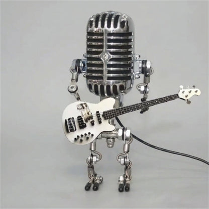 Robot Musician Accent Lamp with Guitar Detail 8.7 in Plastic LED Nightstand Light for Bedroom Office Music Room Unique Desk Decor Gift