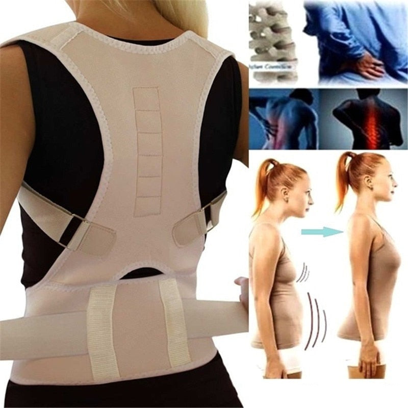 Magnetic Posture Corrector Back Brace Support for Men Women Adjustable Shoulder Alignment Therapy Upper Body Spine Straightener Unisex