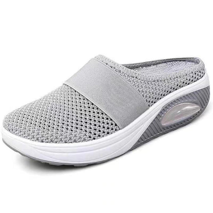 Cushioned Slip-On Walking Sneakers with Air Sole Technology for Women | Breathable Mesh Athletic Shoes for All-Day Standing and Comfort