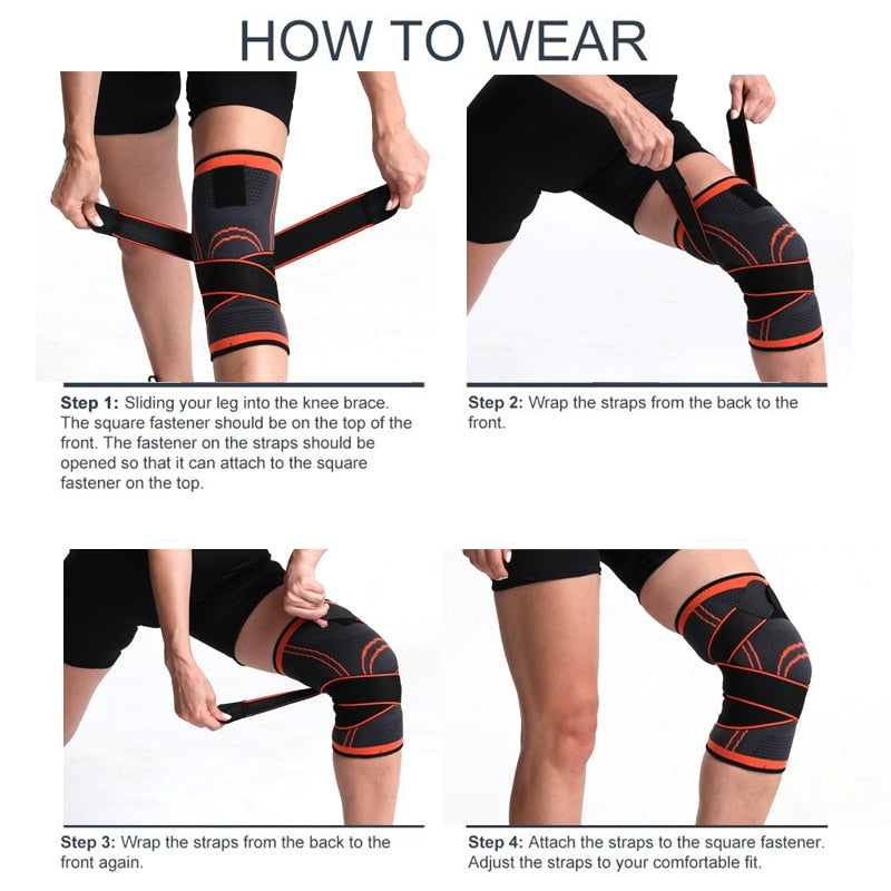 Knee Compression Sleeve with 360° Support Straps for Joint Pain Relief, Sports & Arthritis