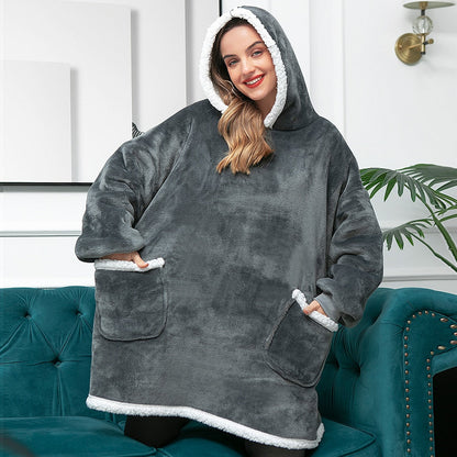 Oversized Wearable Blanket Hoodie with Pocket – Soft Fleece Throw for Couch & Bed – One Size Adults & Teens