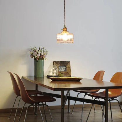 Glass Dome Drop Light E27 Socket Adjustable Cord 7-Inch Shade Textured Finish Kitchen Island Dining Area Copper Accent