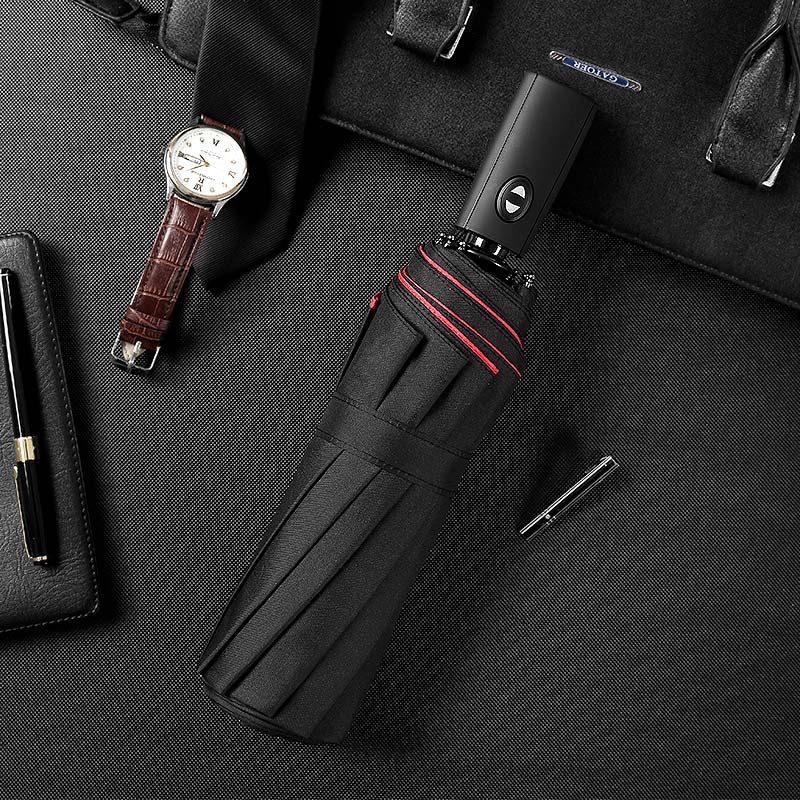Reverse-Close Inverted Umbrella with Auto-Open Button – Wind-Resistant Double-Layer Canopy for Storm Protection – Hands-Free C-Handle