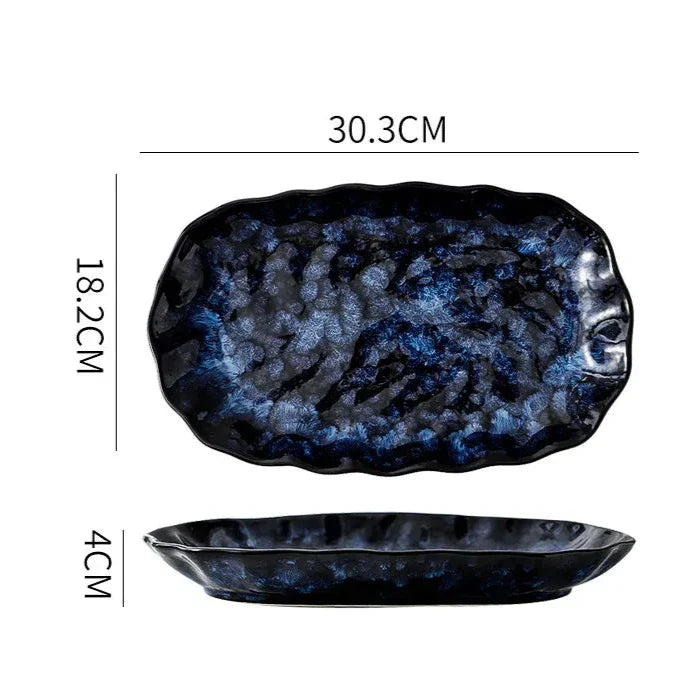10-Piece Ceramic Dinnerware Set with Galaxy-Inspired Design for Everyday Dining & Special Occasions | Microwave & Dishwasher Safe