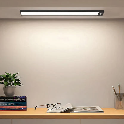 Rechargeable Motion Sensor LED Under Cabinet Light – Wireless Magnetic Slim Bar with Adjustable Brightness & Color Temperature for