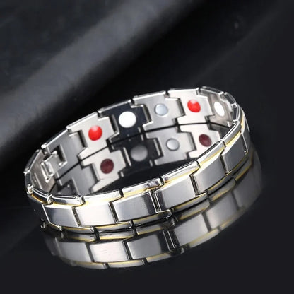 Magnetic Wellness Bracelet with Hematite Beads for Pain Relief & Circulation – Adjustable Stainless Steel Design