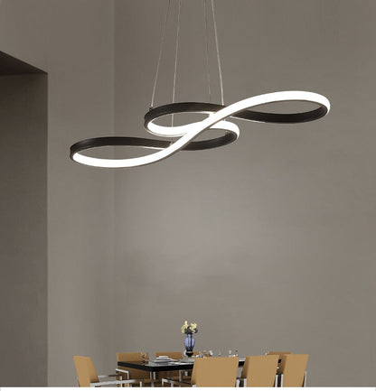Music Note Linear Pendant Light Dimmable Metal & Silicone Artistic Fixture for Bedroom Living Room Adjustable Modern Chandelier
