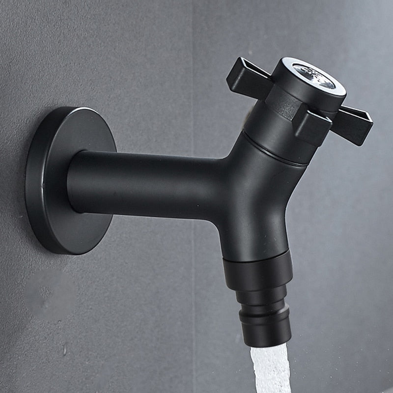 Wall-Mount Outdoor Garden Faucet | Cold Water Hose Spigot with Brass Valve & Stainless Steel Body for Yard, Patio & Balcony