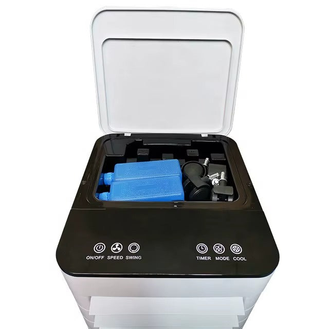 Portable Evaporative Air Cooler with Humidifier and Air Purifier - 3-in-1 Personal Cooling Fan with Ice Compartment, Remote Control, Timer