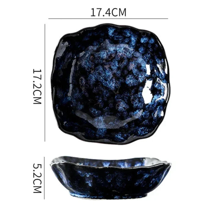 Service de vaisselle en céramique, ensemble de 10 pièces au motif bleu céleste pour dîners de famille, repas décontractés, réceptions formelles, indispensable de cuisine
