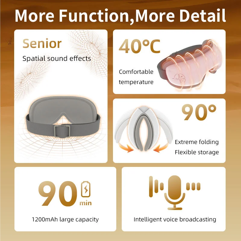 IntelliRelax | Masseur oculaire en forme de V avec compresse chaude et pression d'air | Appareil de soin oculaire portable pour soulager le stress