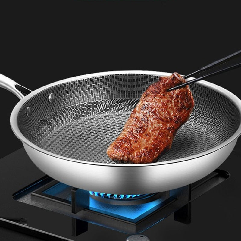 Stainless Steel Frying Pan with Textured Nonstick Surface – 11.8 Inch Square Skillet for Stovetop Cooking