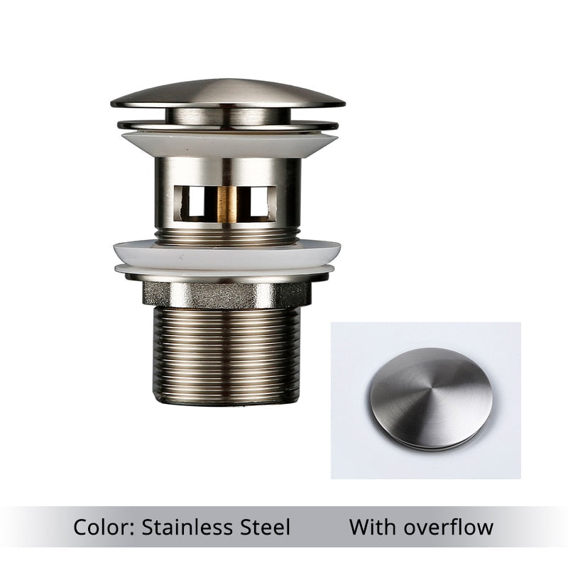 Vessel Sink Drain Assembly with Pop-Up Stopper for Modern Bathrooms – Overflow & Non-Overflow Configurations