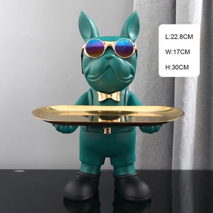 Decorative Canine Figurine in Butler Pose Resin Sculpture for Living Room Entryway Home Accent Pet Lover Gift Frenchie Dog Display Piece