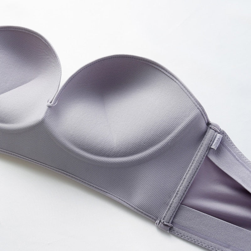 Strapless Bra with Silicone Grip – Seamless Wireless Push-Up for Off-Shoulder Tops, Backless Dresses, Everyday Comfort & Wedding Wear