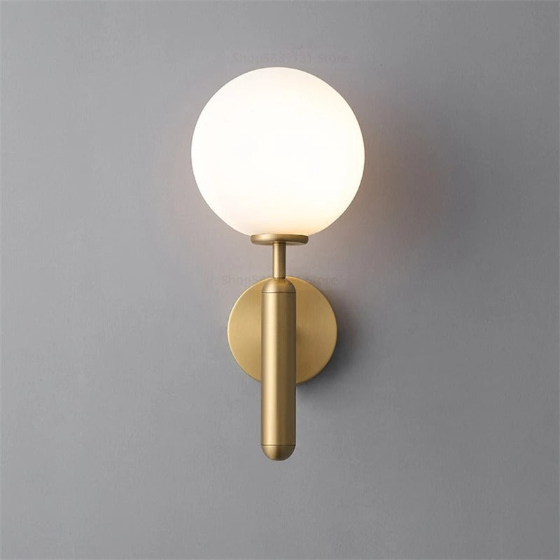 Globe Wall Sconce with 5.5-Inch Glass Shade Black and Gold Finish Bedroom Hallway Ambient Light E14 Socket Modern Minimalist Design for Entr