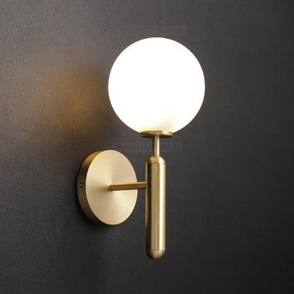 Globe Wall Sconce with 5.5-Inch Glass Shade Black and Gold Finish Bedroom Hallway Ambient Light E14 Socket Modern Minimalist Design for Entr