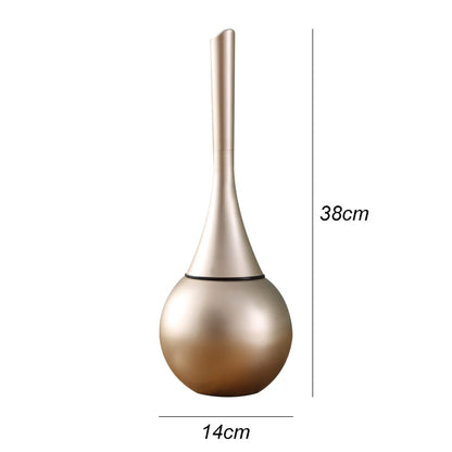 Freestanding Toilet Brush Holder Set 16 in Tall ABS Stainless Steel for Bathroom Cleaning Black Gold Finish Compact Space-Saving Design Gues