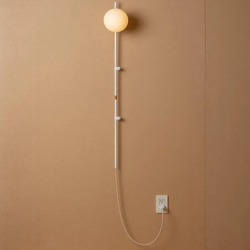 Plug-In Wall Sconce Light with Adjustable Arm for Bedroom Living Room Hallway Office Black White Modern Minimalist Reading Lamp Fixture Easy