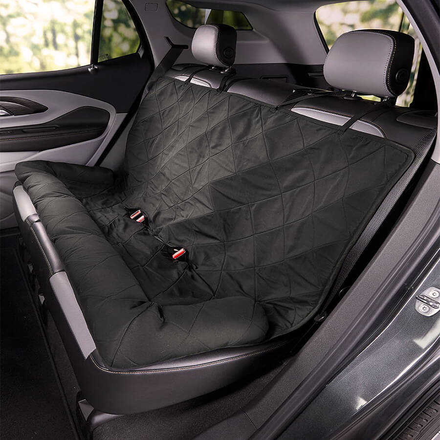 Dog Car Seat Cover for Back Seat – Padded Travel Hammock for Medium & Large Dogs with Safety Tethers & Storage Pockets