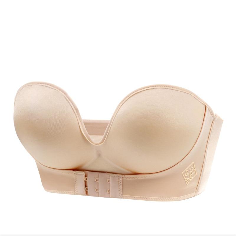 Strapless Bra with Silicone Grip – Seamless Wireless Push-Up for Off-Shoulder Tops, Backless Dresses, Everyday Comfort & Wedding Wear