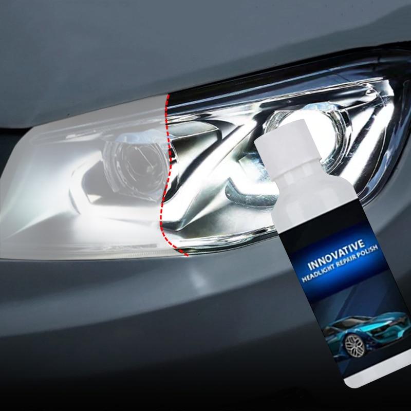 Headlight Restoration Liquid - Removes Haze & Yellowing from Cloudy Car Lenses - Renews Foggy Headlamps for Brighter Night Driving - DIY