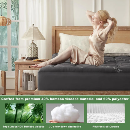 Collection EcoComfort | Protège-matelas en viscose de bambou au design matelassé | Imperméable et respirant pour un confort de sommeil optimal