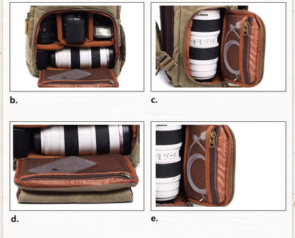 Water-Resistant Waxed Canvas Backpack for DSLR and 15-Inch Laptop
