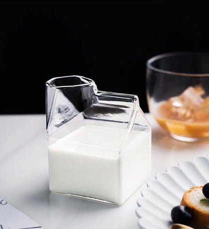 Compact Glass Milk Carton Mug