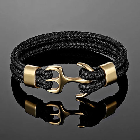Bracelet pour homme, bracelet en cuir avec ancre nautique, bracelet réglable pour homme, cadeau bijou pour homme