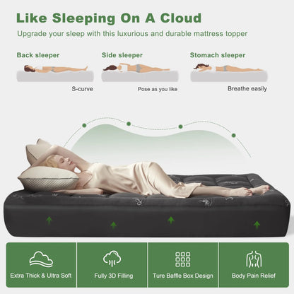 Surmatelas en bambou matelassé ultra doux, rafraîchissant, pour lit simple, queen ou king, surmatelas non toxique pour usage hôtelier