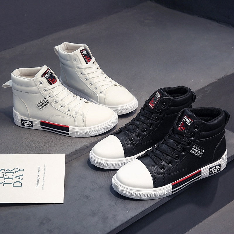 Men's High-Top Lace-Up Sneakers | Textured Canvas Fashion Boots for Fall & Winter Casual Everyday Wear