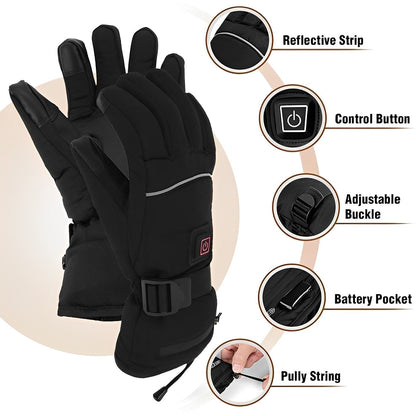 Battery-Powered Winter Gloves with 3-Level Adjustable Hand Warmers for Skiing, Ice Fishing, Snowboarding & Outdoor Work