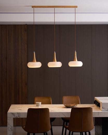 Hanging Light Fixture Metal Glass Wood Multi-Head Kitchen Island Dining Room Ceiling Lamp Indoor E26 E27 Socket Adjustable Wire Modern Home