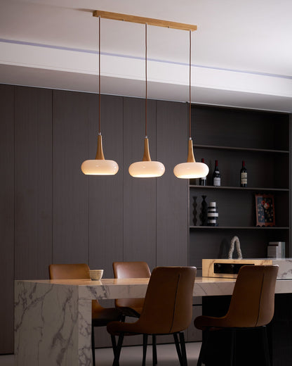 Hanging Light Fixture Metal Glass Wood Multi-Head Kitchen Island Dining Room Ceiling Lamp Indoor E26 E27 Socket Adjustable Wire Modern Home
