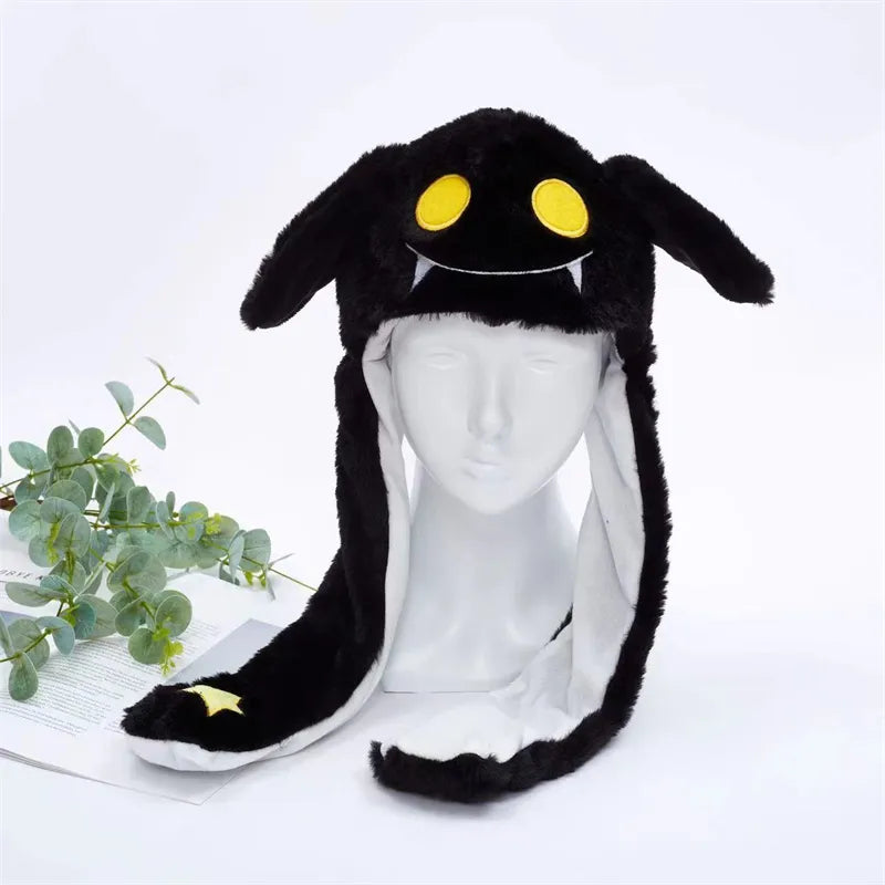 Plush Hat with Pop-Up Ears for Kids & Adults – Interactive Cosplay Beanie with Squeeze Paws | Fun Winter Accessory for Parties, Christmas