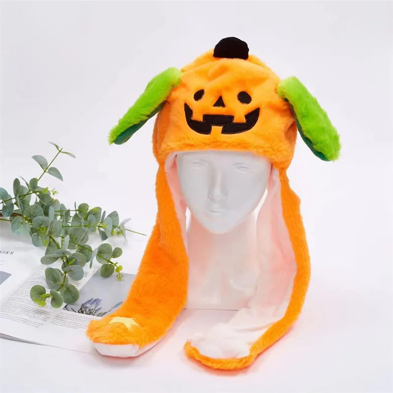 Plush Hat with Pop-Up Ears for Kids & Adults – Interactive Cosplay Beanie with Squeeze Paws | Fun Winter Accessory for Parties, Christmas
