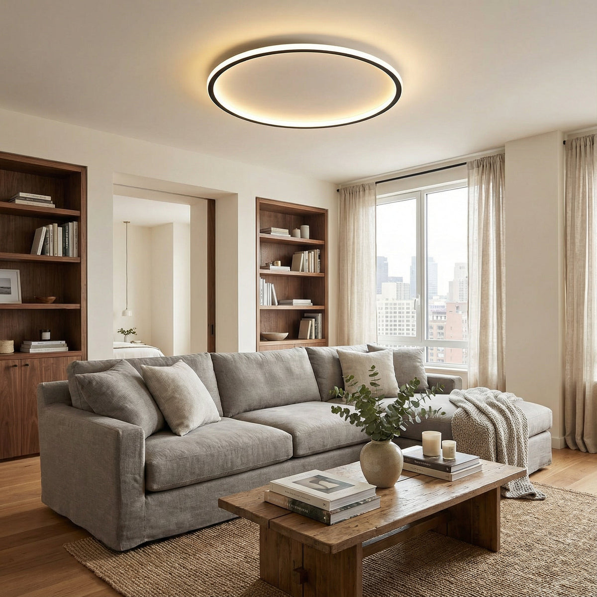 Halo Collection | Flush Mount Ceiling Light with Integrated LED | Scandinavian Minimalist Design for Modern Interiors