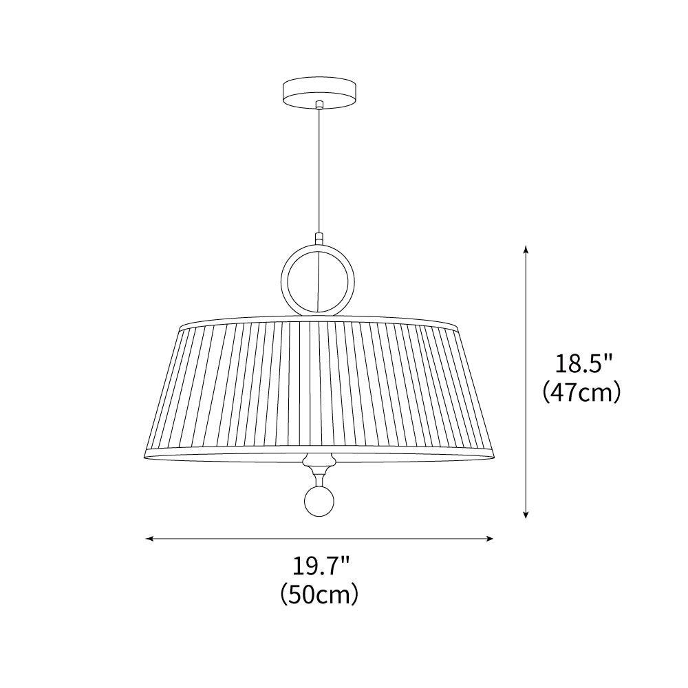 Hanging Ceiling Fixture with Fabric Drum Shade & Walnut Accents for Dining Rooms, Living Spaces, Home Offices 13.8 in Width Adjustable Cable