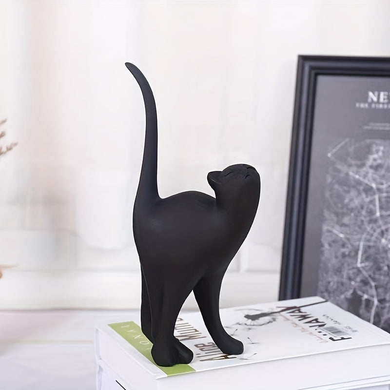 Hand-Painted Cat Statue - Elegant Scandinavian Design for Home Decor