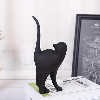Hand-Painted Cat Statue - Elegant Scandinavian Design for Home Decor