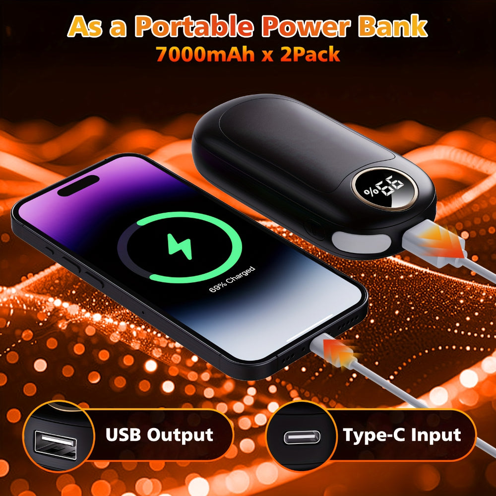 Rechargeable Electric Hand Warmer Set with Dual Unit Design for Portable Warmth
